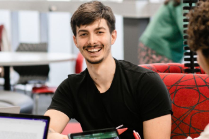 Mature student smiling