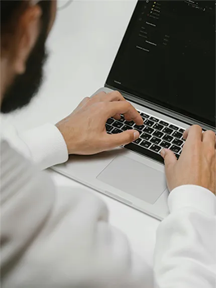 Student working on laptop