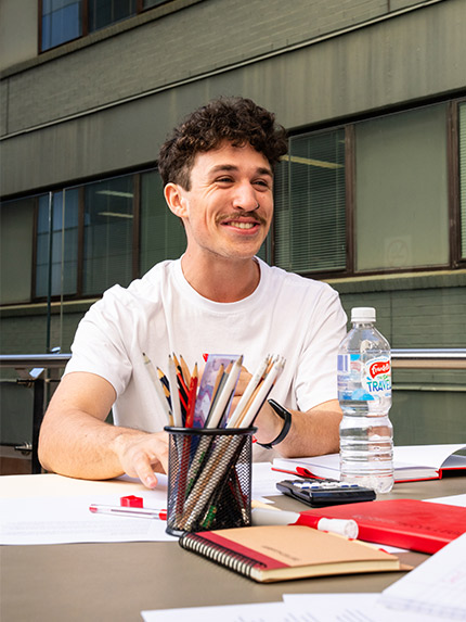 Male student sitting