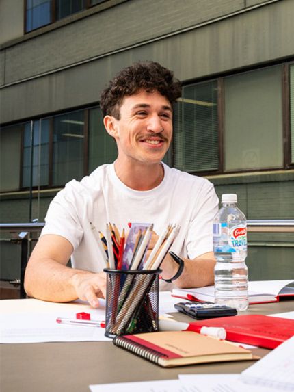 Male student sitting
