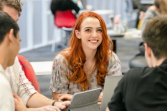 Students group sitting in lab
