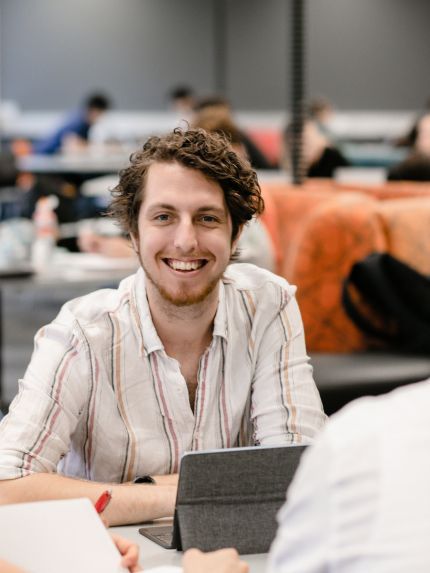 Male student sitting