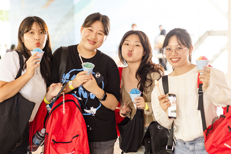 Female students eating ice-cream