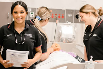 Female students nursing classroom practice