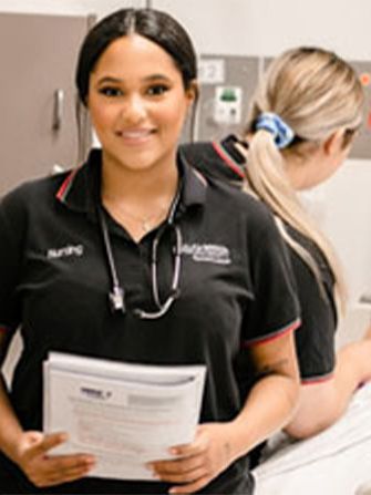 Female students nursing classroom practice