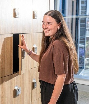Girl student locker opening