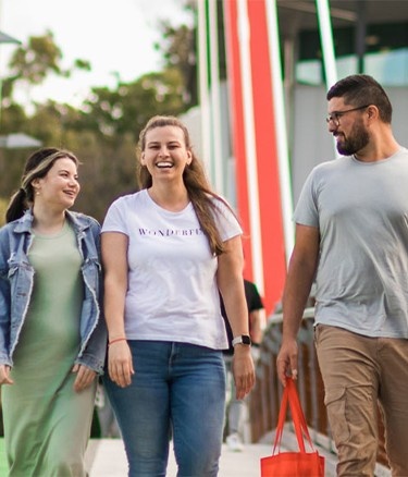 Male and female walking