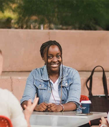 Many students sitting in canteen