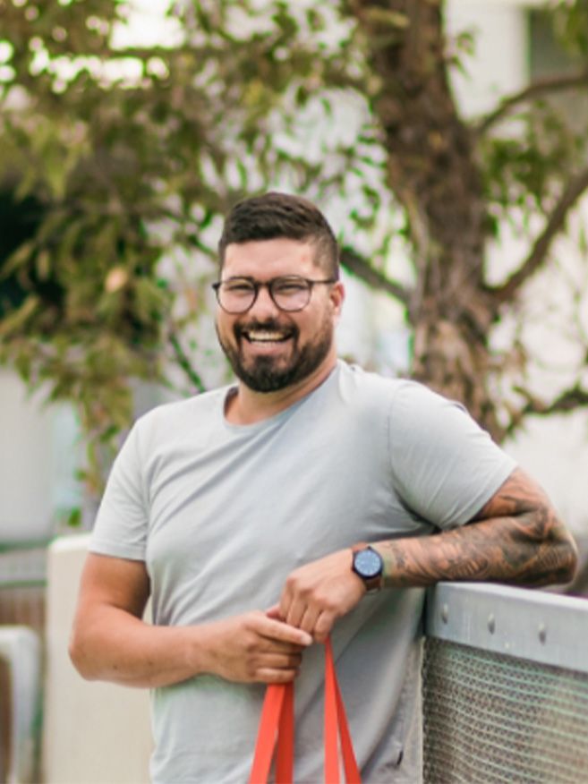 Mature age student outside happy