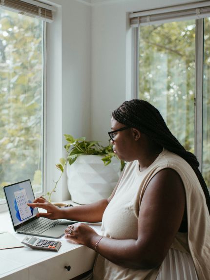 Female student working on laptop