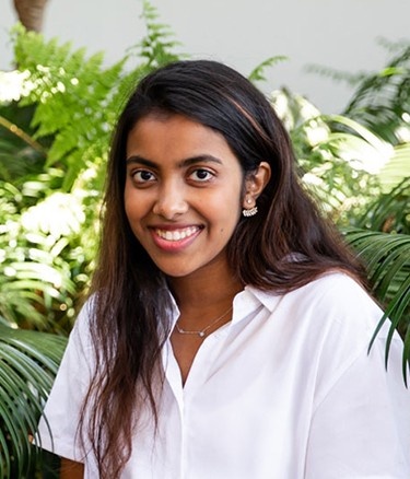 Single girl student with plants