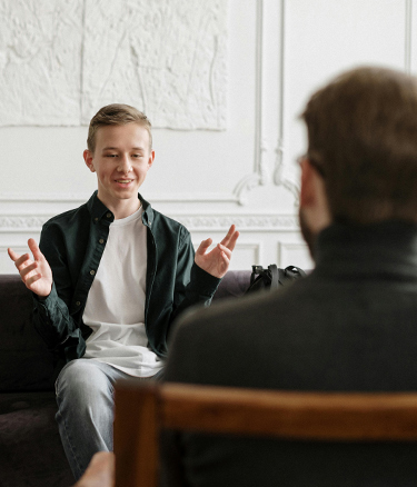 Two male students talking