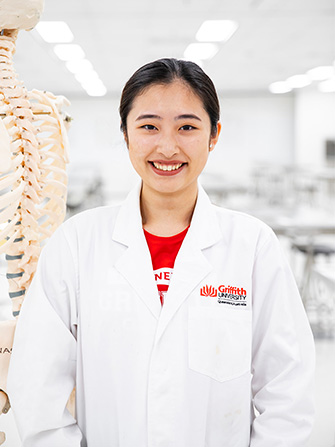 Student inside health lab