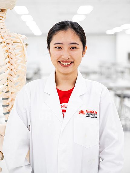 Student inside health lab