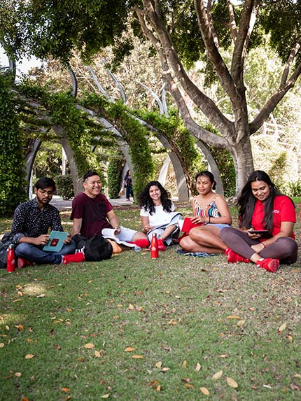 Student sitting outside southbank