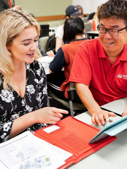 Student teaching classroom working together