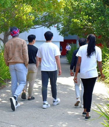 Students waling back face