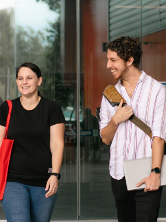Students walking outside campus
