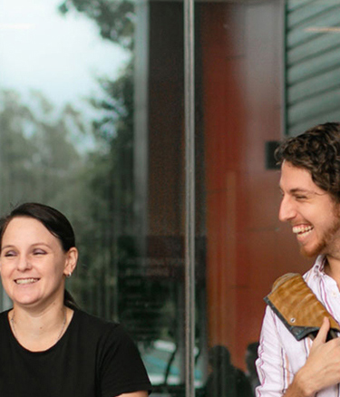 Students walking outside campus