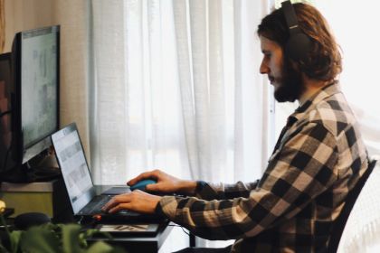 Student working on laptop
